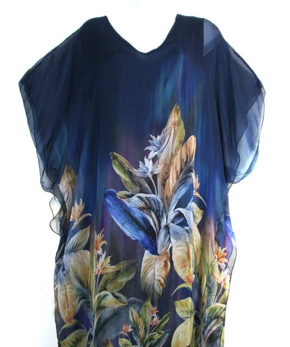 Ladies Lagenlook 100% Silk Floral KaftanStyle Lined Summer Dress OneSize:Regular - Bild 34 von 43