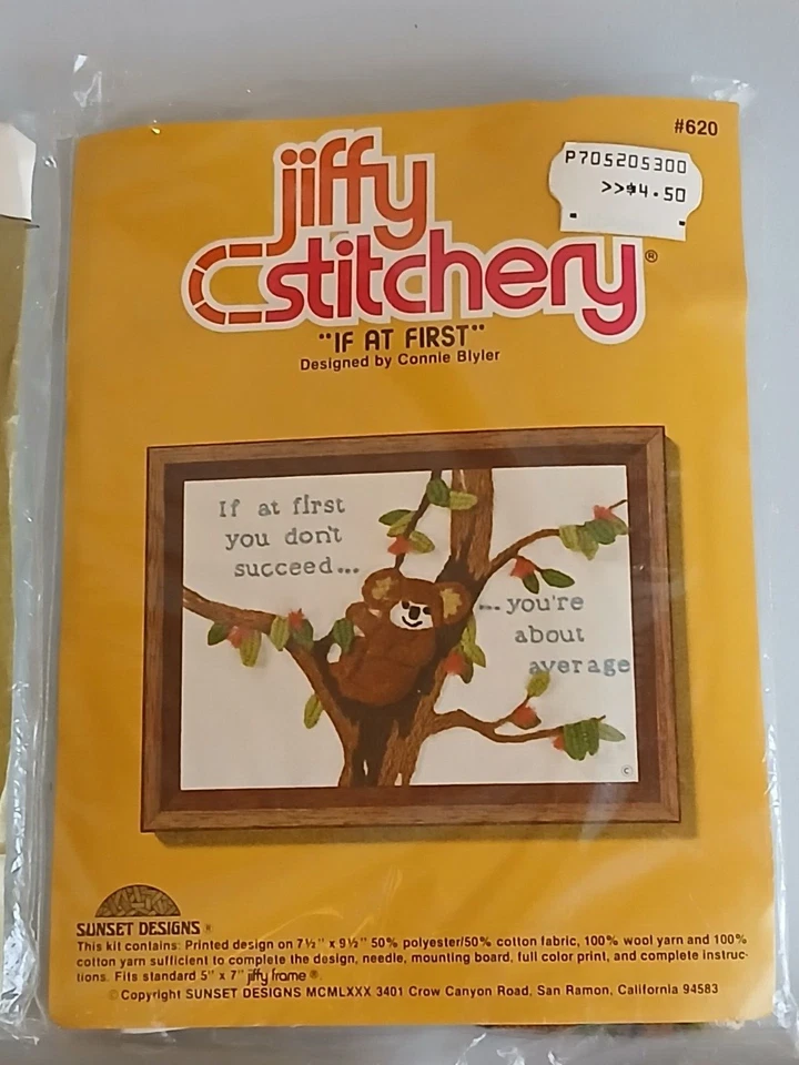 Sunset Designs Jiffy Stitchery Stamped Embroidery Kit Lot of 7 (5 Designs) NOS - Image 4 of 4