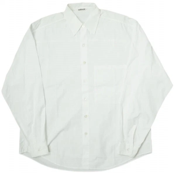 AURALEE Japan WASHED FINX TWILL BIG SHIRTS A8SS02TN 3 WHITE Long