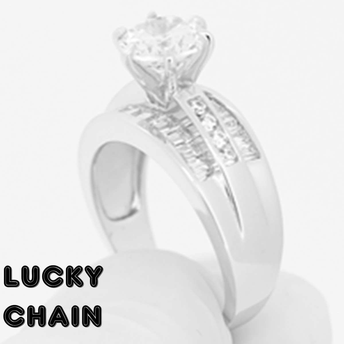 WOMEN`S 925 STERLING SILVER LAB DIAMOND ENGAGEMENT RING 6g R558