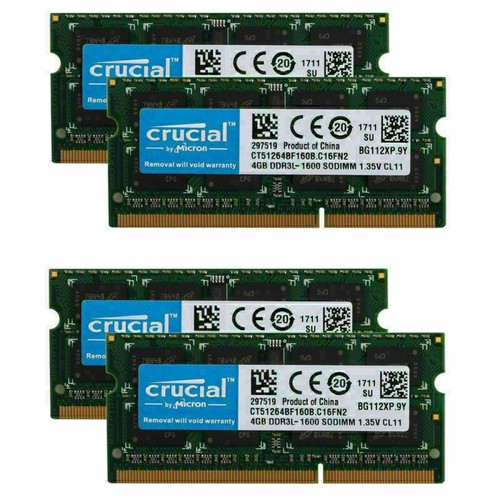 Barrette De RAM Crucial 16GB DDR3-1600MHz PC3L-12800S - SO-DIMM Pour Portable - 1.35V - Ouverte Jamais Utilisée