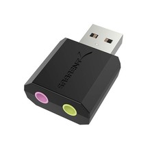SABRENT USB External Stereo Sound Card Adapter, Plug Play USB-A, USB-A