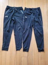 Under Armour Youth Large Set of 2 Black Joggers W/Pockets Drawstrings Logo