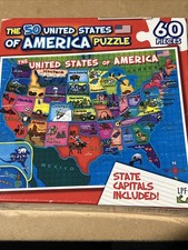 60 Piece Jigsaw Puzzle Map 50 American States USA, Age 6 