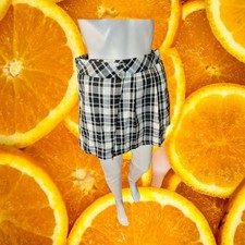Justice Girls XL Plus Black White Plaid Pleated Skort Size 16P 18P Mini Skirt