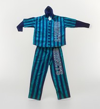 Vtg 80 s 90 s Charlotte Hornets Logo Striped Suit Hoodie Shirt And Pants Sz XL