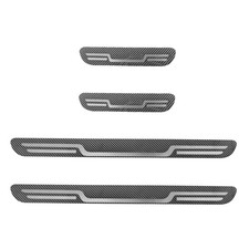 4PCS Car Door Sill Protector Sticker, Stainless Steel Auto Door CarbonFiber