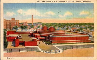 Vintage Linen Postcard S.C. Johnson Offices Racine Wisconsin 1950