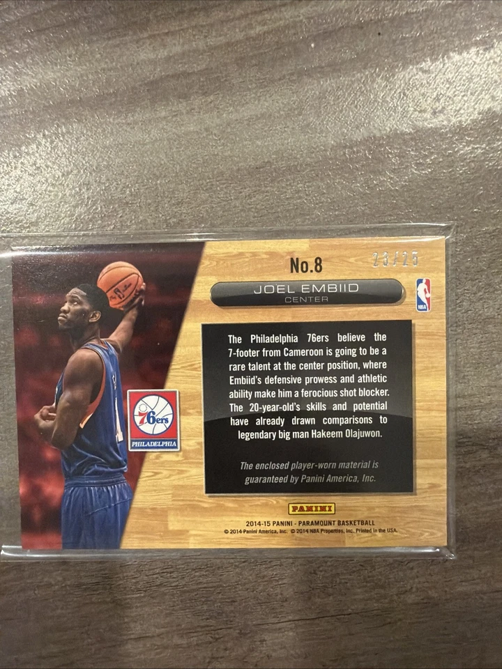 2014-15 Panini Paramount Joel Embiid Rookie Jumbo Patch /25 76ers RC Rare - Image 2 of 2