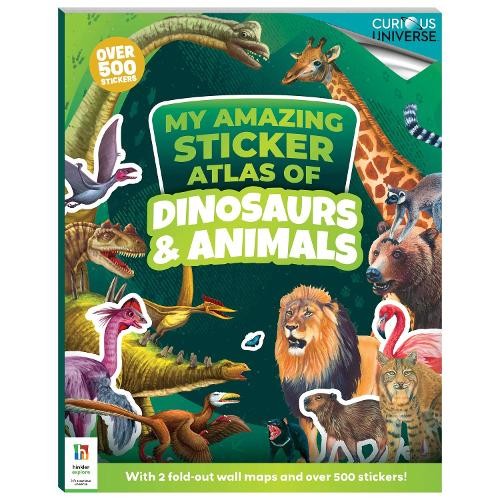 Hinkler Kids Dinosaurs And Animals Amazing Sticker Atlas Book  : 31X24cm - Image 3