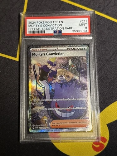 Morty's Conviction 211/162 Special Illustration Rare Pokemon PSA 9 TEF Gengar