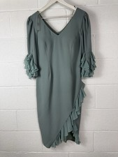 Nazan Midi Dress Medium Mint Green Wrap Ruffle Party Cocktail Asymmetric N204