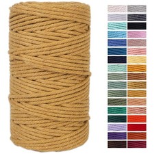 Khaki Cotton Macrame Cord 4mm x 109 Yards Wall Hanging Craft Rope String Fiber