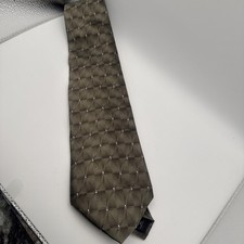 ARROW Mens Silk Necktie Olive / Blue Geometric Business Classic USA Made 3.75x60