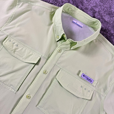 Columbia PFG Permit Woven Shirt Men s L Lime Glow Omni-Shade Vented Fishing