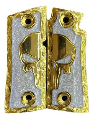 Cachas Colt Pocket Lite 380 LUXURY GOLD Punisher Skull Grip MADE IN MEXICO