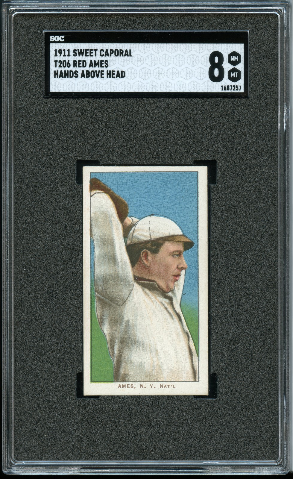 1911 Sweet Caporal (T206) Baseball Red Ames SGC 8