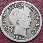 1892 S Barber Dime 10c Nicely Circulated RARE San Francisco #99502