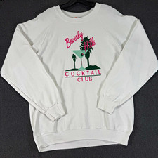 Vintage Beverly Hills Cocktail Club XL Made in USA White Graphic Crewneck