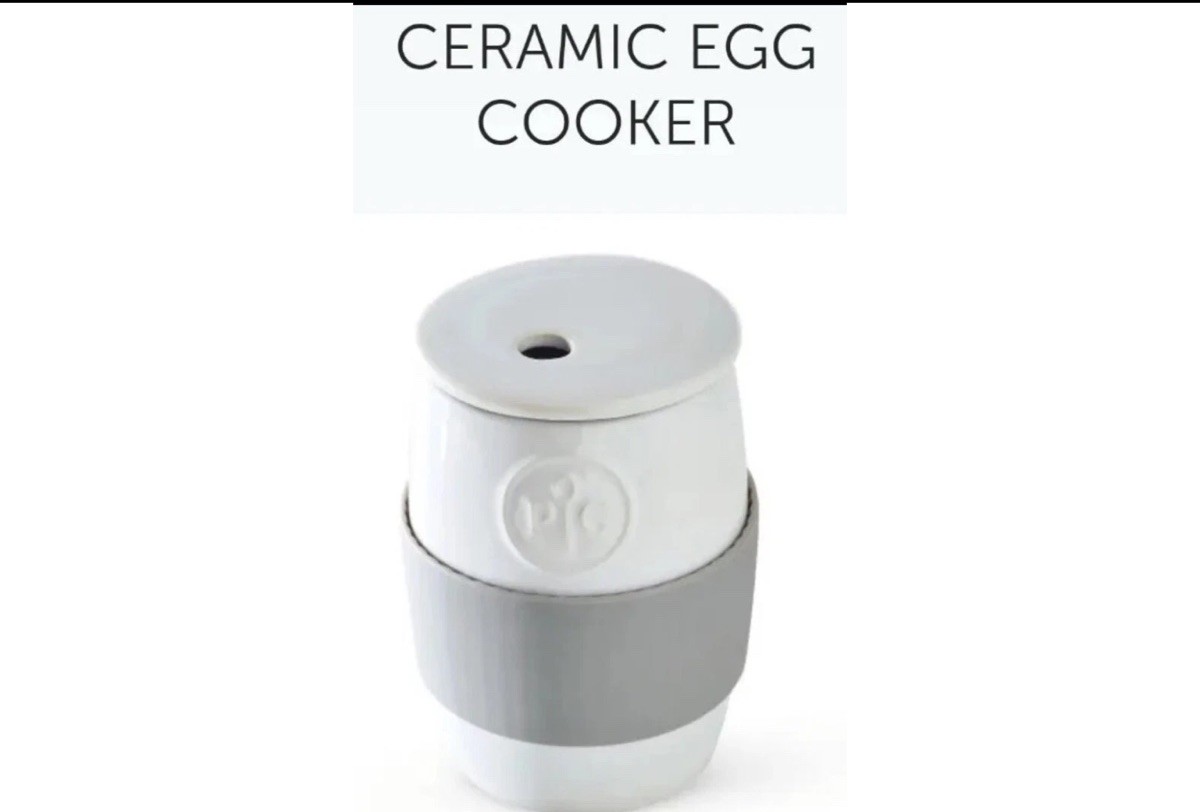 Pampered Chef Ceramic Egg Cooker - White - 2 Cup Capacity - #1529 New