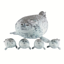40Cm Plush Blob Seal Pillow Mother with Four Kids Seal Chubby 3D Novelty Sea Lio