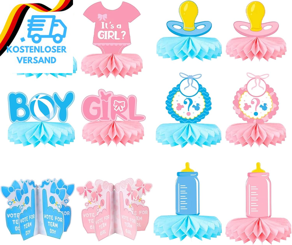 12StüCk Gender Reveal Party Deko,Babyparty Deko,Bienenwabe MittelstüCk,Baby Girl-image