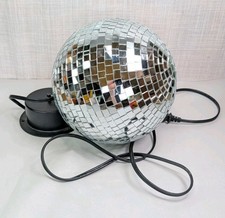 Radio Shack 8 Inch Mirrored Disco Ball With Motor Power Source Spins Slowly