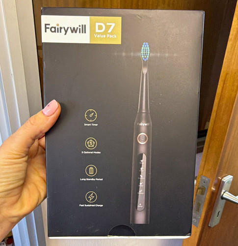 Fairywill D7 Sonic Rechargeable Electric Toothbrush Timer 5 Speed Black