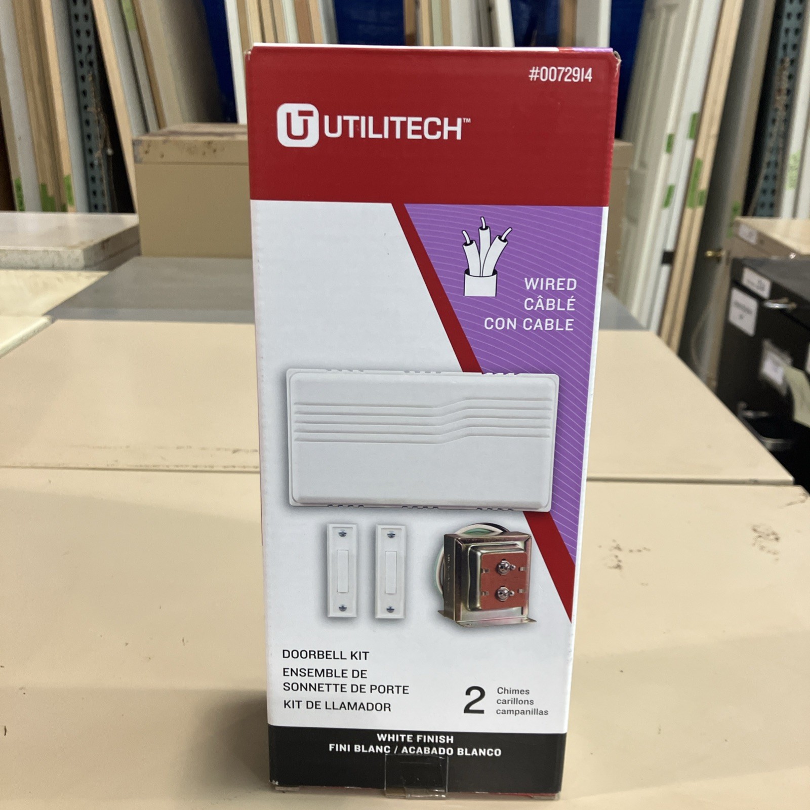UTILITECH 0072914 Wired Doorbell Kit 2-Chimes White Finish &