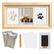 Paw Print Impression Kit for Dogs and Cats, 2 Clay, Large Ink Pad, Wooden Pic...