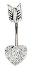 Belly Button Ring Navel Split Heart Arrow 316L surgical steel Body Jewelry