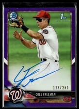 2018 BOWMAN CHROME PURPLE /250 1ST PROSPECT AUTO COLE FREEMAN NATIONALS