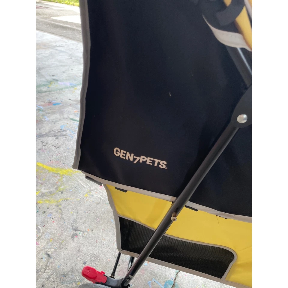 GEN7PETS Pet Stroller Jogger Carrier Dog Cat Travel Yellow Black - Image 2 of 4