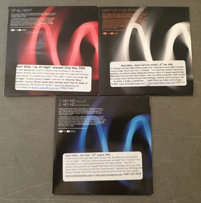 JOB LOT OF 3 Matt Willis - PROMO SINGLES Don't Let It go HEY KID UP[ ALL NIGHT