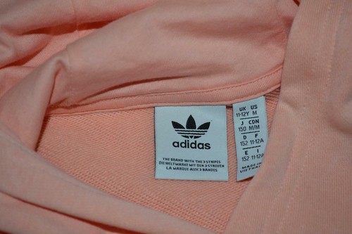 31269-a Girls Adidas Hoodie Pullover Size Medium Pink Cotton Polyester Blend - Picture 6 of 7