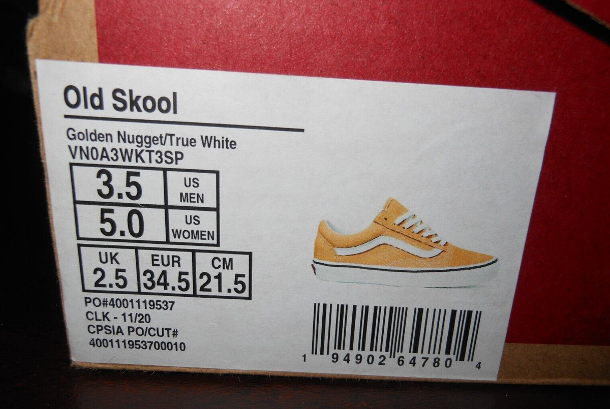 Vans Old Skool Golden Nugget Size USA 3.5 Men's & 5.0 Women's