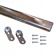 Wardrobe Rail Oval Hanging Chrome Tube 30x15mm + End Supports + Screws 3 Lengths