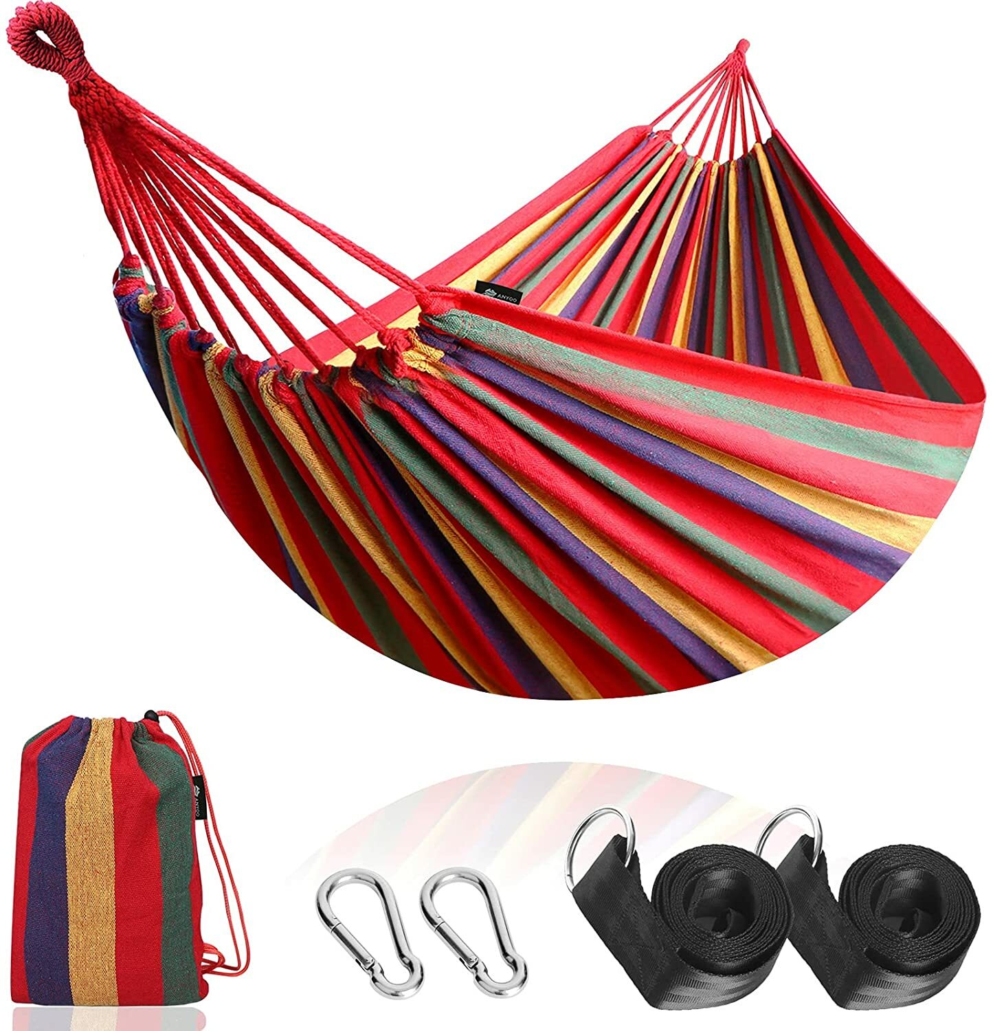 Hamac de camping portable en toile Anyoo léger pour extérieur charge max 200 kg