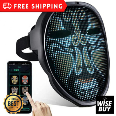 LED Mask with Face Transforming APP Controlled Programmable Halloween Party DIY