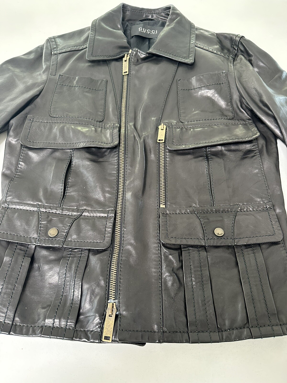 Vintage Gucci Men’s Leather Jacket.  Black. IT 46 Small image 2
