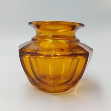 Vaso Josef Hoffmann Moser cristallo sfaccettato vetro art deco ambra
