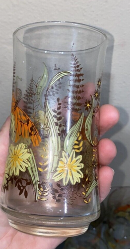 Set of 8 Vintage Libbey Monarch Orange Butterfly Wheat Grass (toteMMM) - Picture 4 of 7