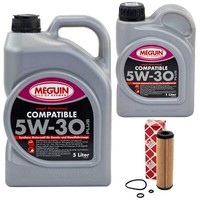 MotoröL Set SAE 5W-30 Plus Meguin 6 Liter + ÖLfilter FüR Mercedes C-Klasse CLK