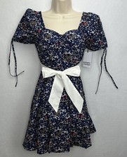 NWT Unique Vintage Size Small/4 Navy Botanica Dakota Flare Dress