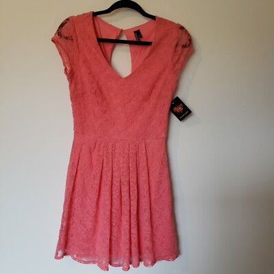 HeartSoul Juniors Lace Skater Dress in Coral Size Small NWT! | eBay