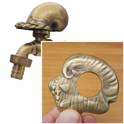 SET Brass Garden Faucet Tap NAUTILUS Spigot & Base Yard Water Home Deco Outdoor
