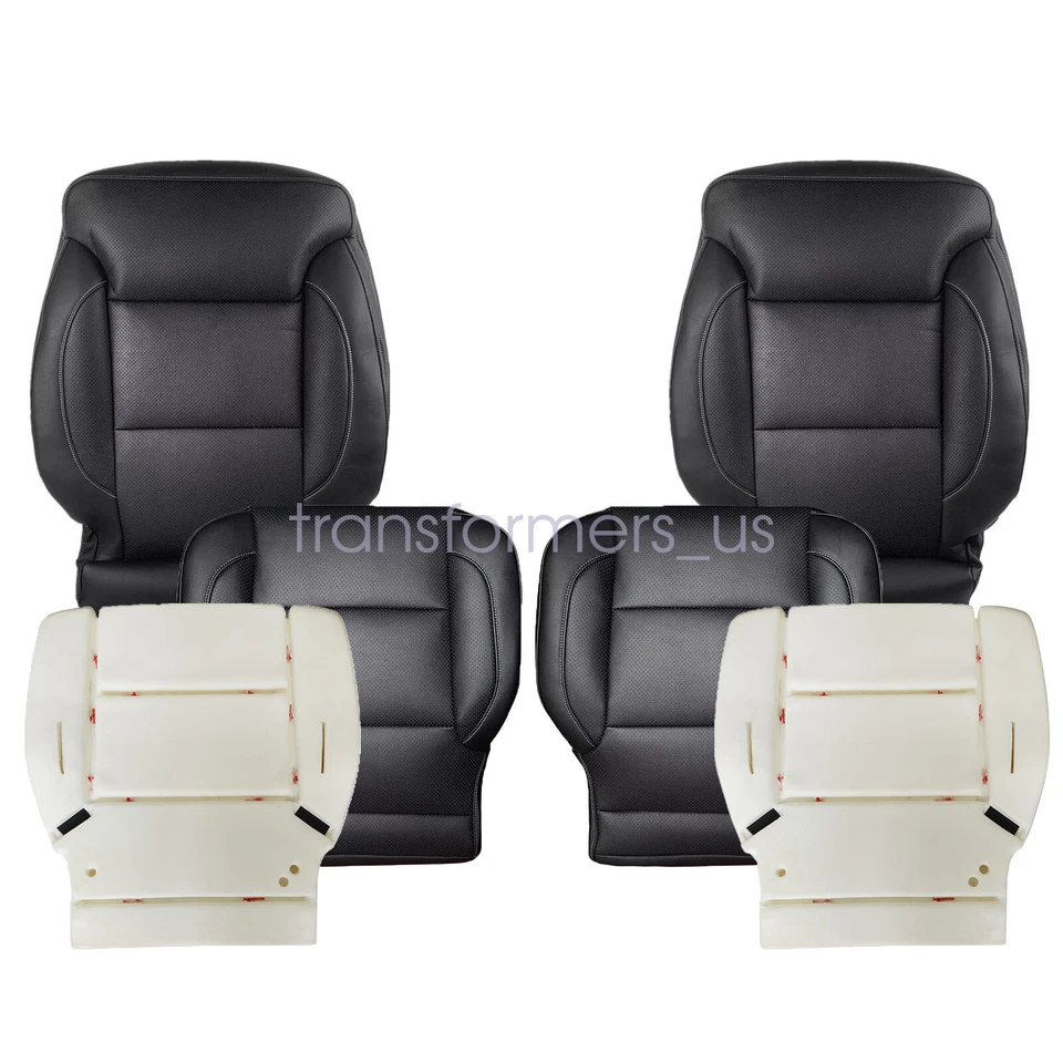 Cubierta de asiento delantera de cuero negra/cojín de espuma para Chevy Silverado LTZ 2014-2019 Foto 2 de 4