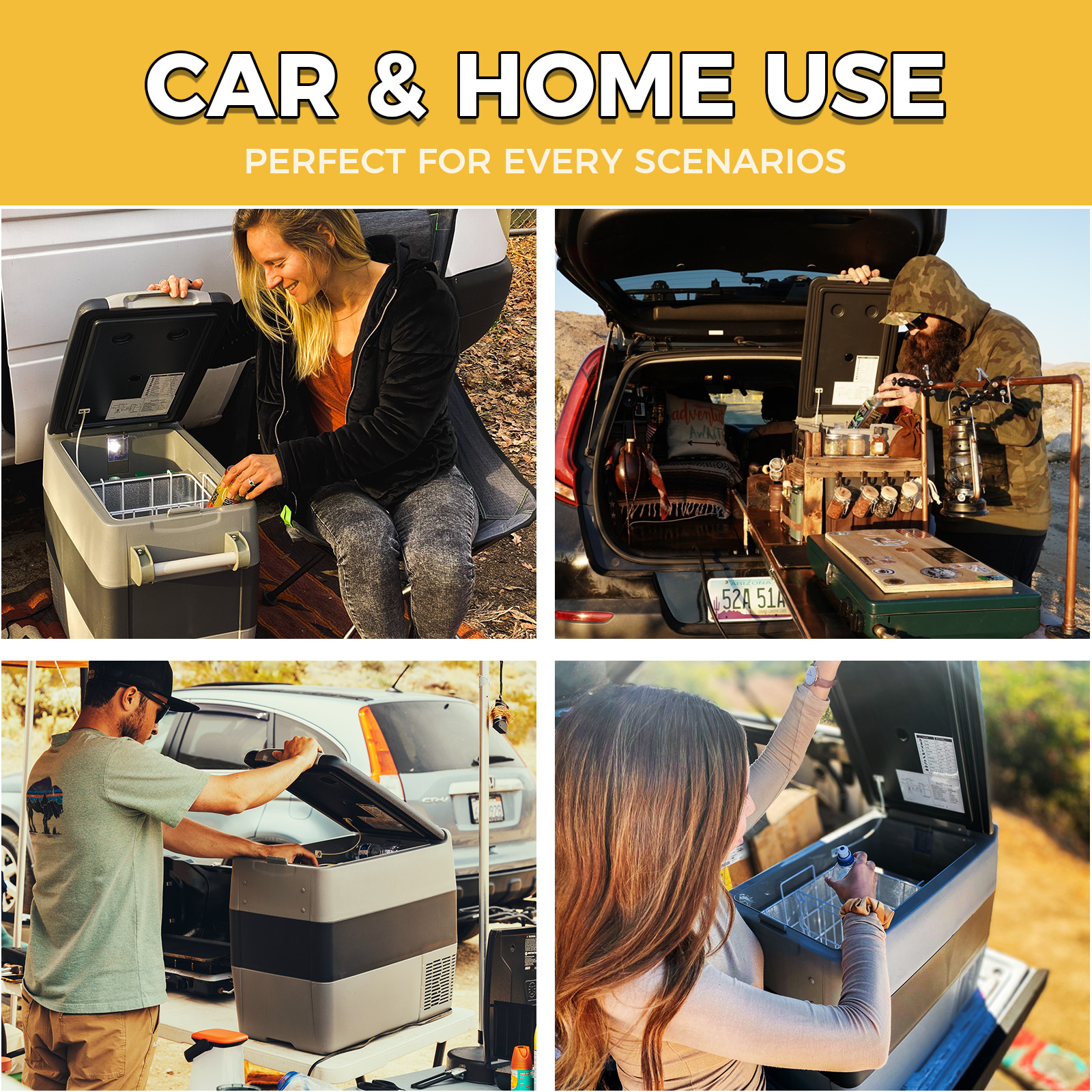 42QT Portable Travel Car Refrigerator Freezer Truck Fridge for Camping Truck SUV