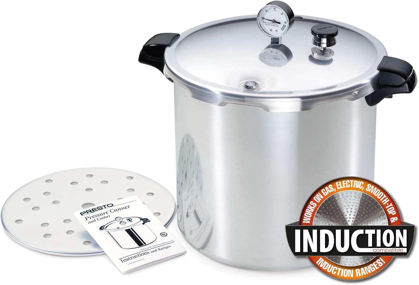 01784 23-Quart Induction Compatible Pressure Canner, Silver, Aluminum