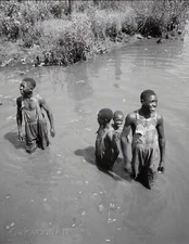 1937 GEORGIA BOYS in Overalls at the Swimming Hole, Vintage Photo Reprint
